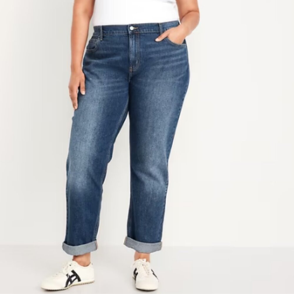 Old Navy Mid-Rise Wow Boyfriend Straight Jeans Dark‎ Wash 18